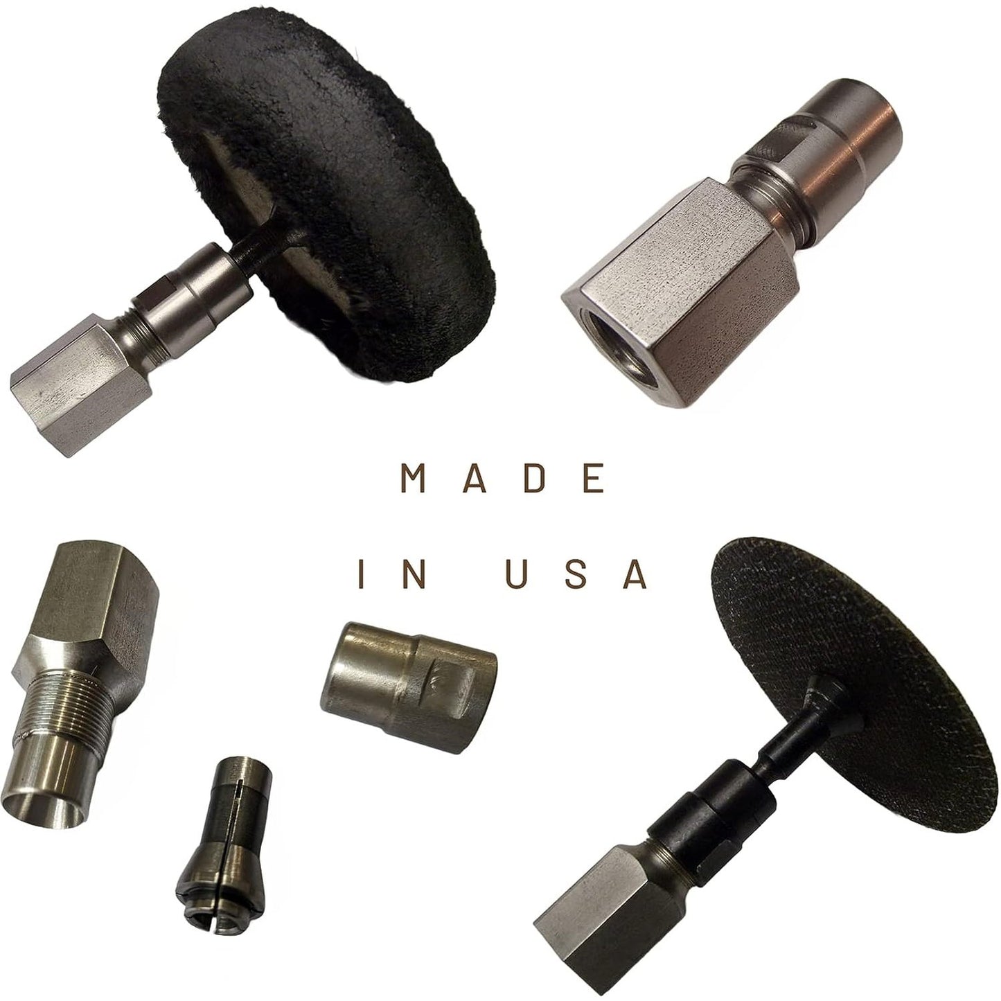Drilax Flapper Adapter 5/8 UNC Thread with 1/4" Collet - Turns Angle Grinders Into Rotary Tools for Running Carbide Burrs and Flapper Wheels Made in USA Compatible with Dewalt, Makita, Bosch, Metabo drilax-tools