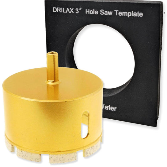 Drilax 3" Diamond Hole Saw for Concrete & Masonry | 2" Deep | Locator Guide