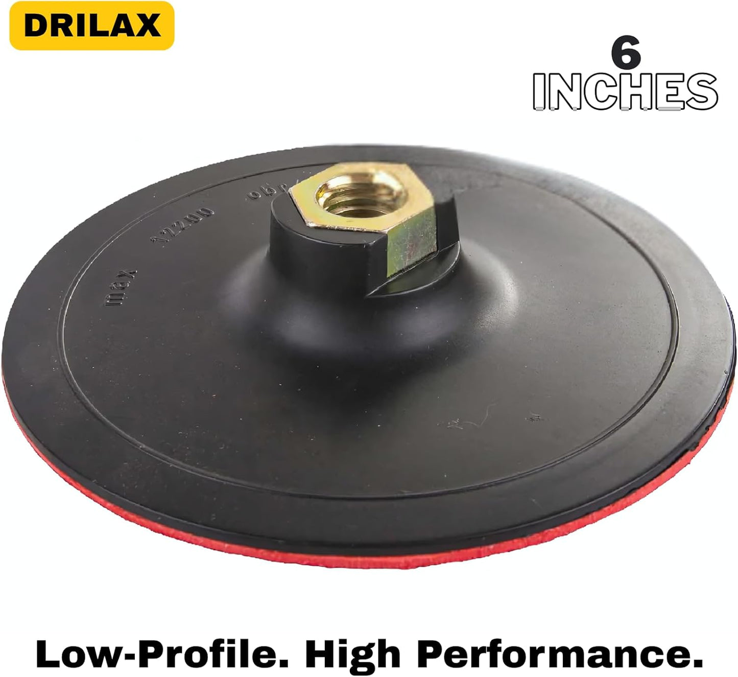 Drilax 6 Inch Hook and Loop Backing Pad for Angle Grinders & Sanders - 5/8-11 Thread