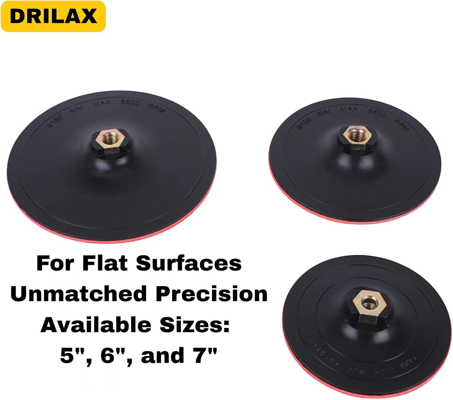 Drilax 6 Inch Hook and Loop Backing Pad for Angle Grinders & Sanders - 5/8-11 Thread