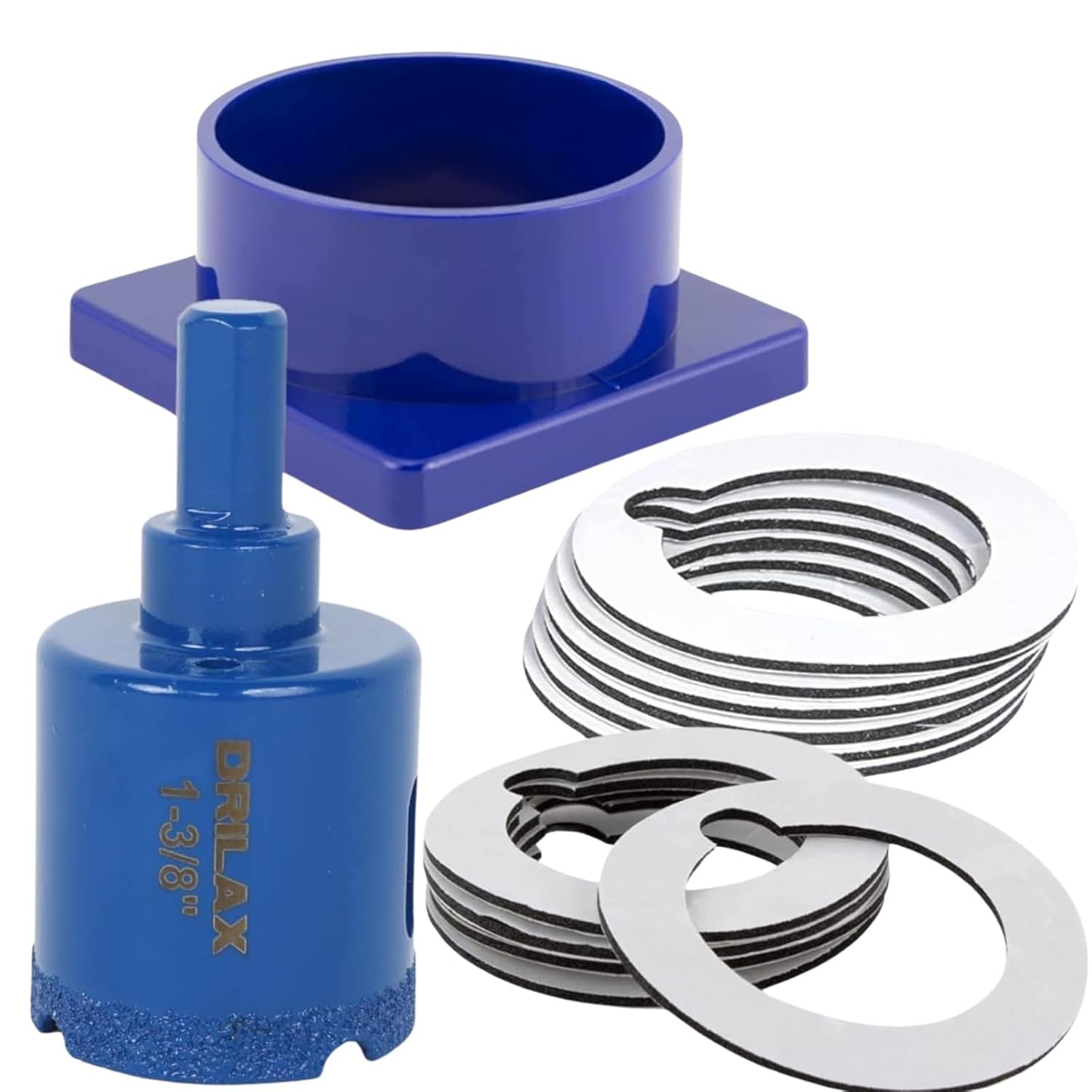 Drilax 1-3/8" Diamond Hole Saw Kit – With Water Delivery & Precision Guide for Granite, Tile, Quartz & Glass