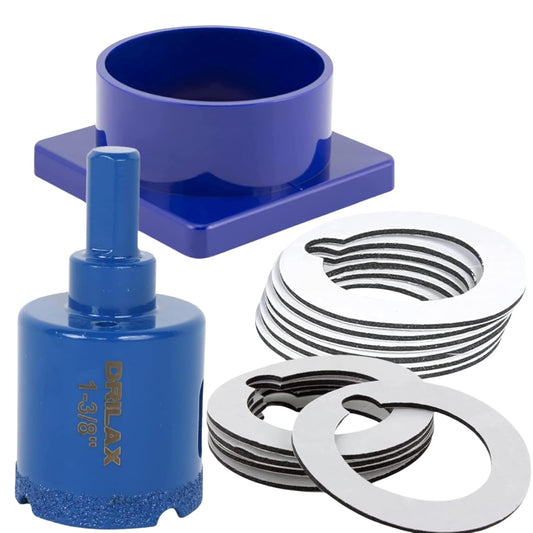 Drilax 1-3/8" Diamond Hole Saw Kit – With Water Delivery & Precision Guide for Granite, Tile, Quartz & Glass