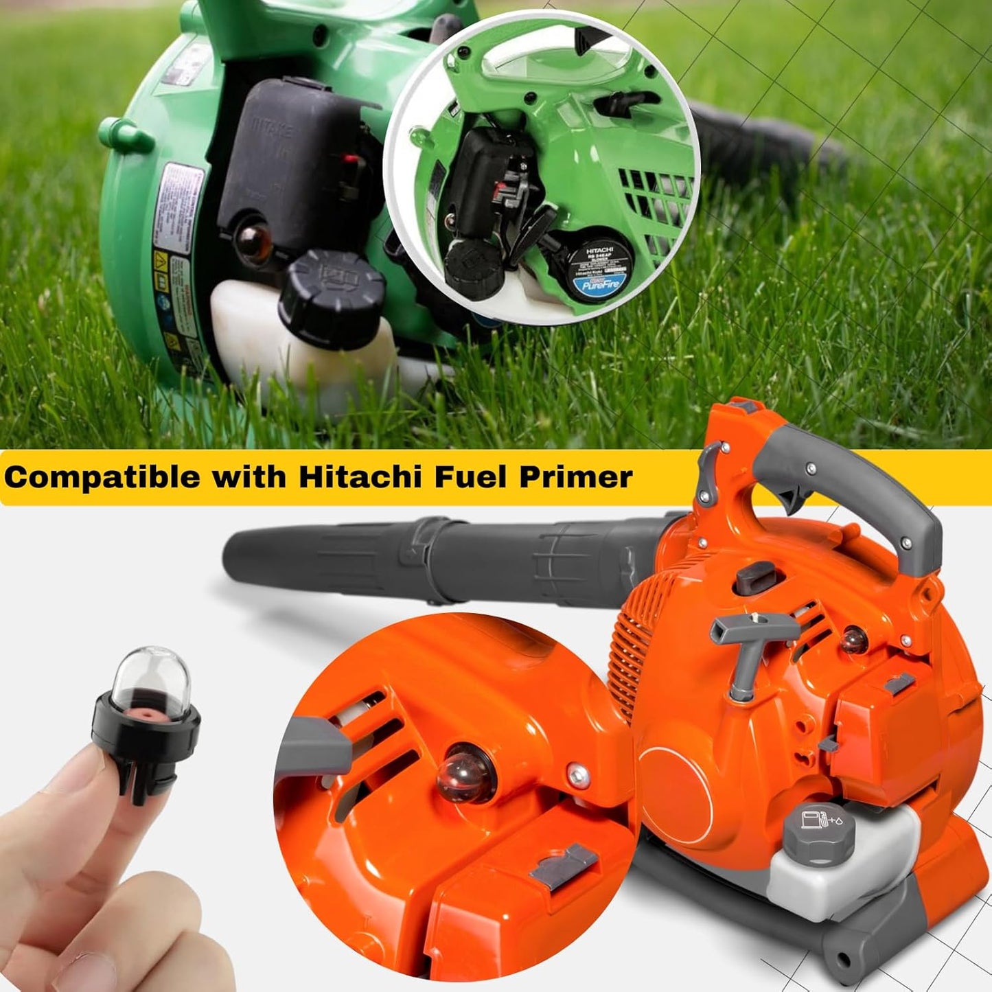 5 Snap in Primer Bulb Fuel Pump Kit For Stihl Ryobi Walbro Husqvarna Poulan Ryobi Homelite Toro Craftsman Blower Weedeater Trimmer 8Z060 Chainsaw Carburetor Sears, Echo, Troy Bilt Brush Cutters drilax-tools