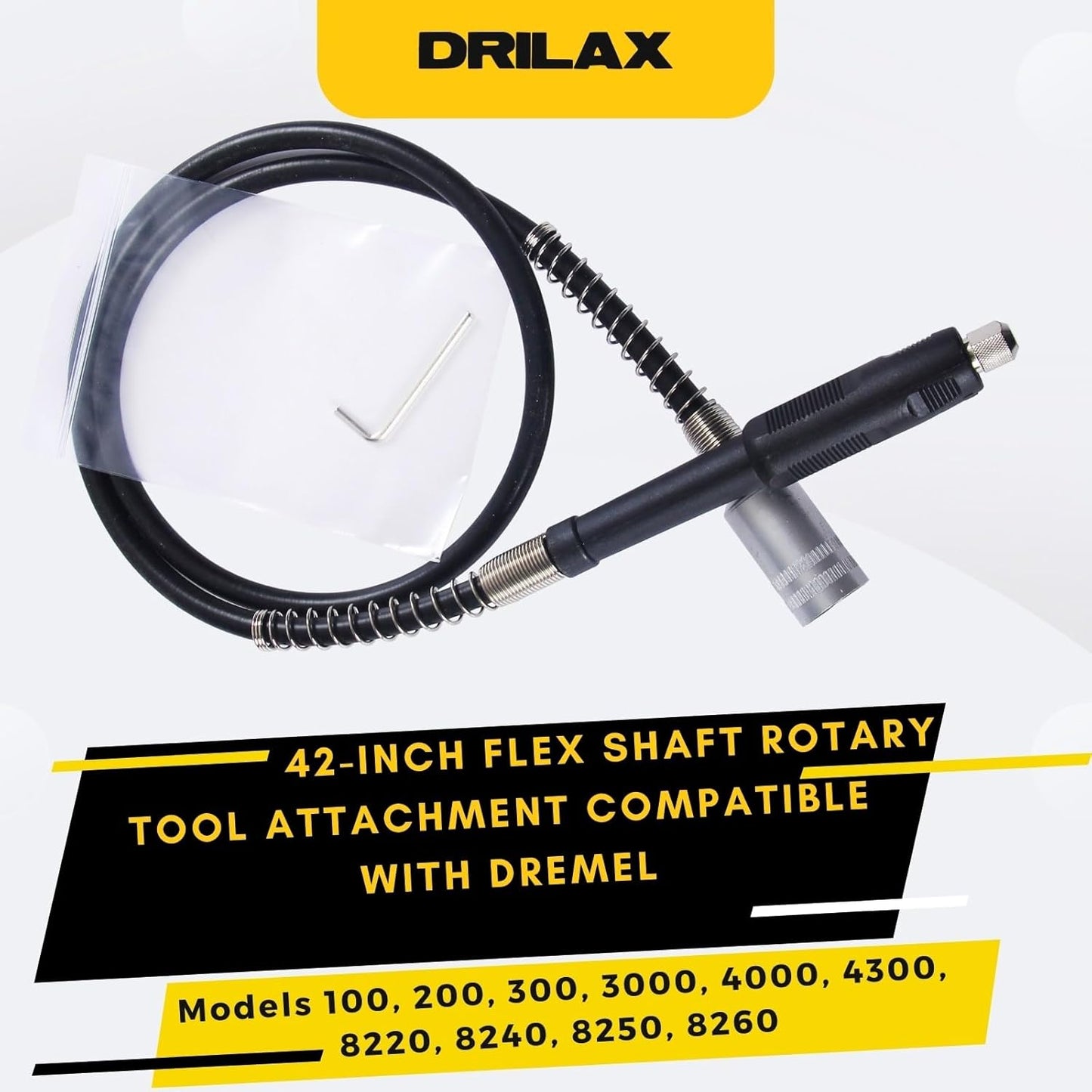 Drilax 42" Flex Shaft Rotary Tool Attachment – Compatible with Dremel for Carving, Engraving & Polishing
