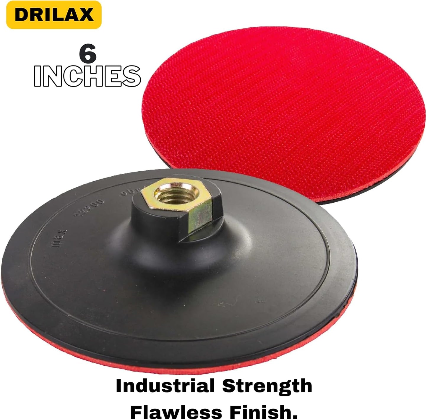 Drilax 6 Inch Hook and Loop Backing Pad for Angle Grinders & Sanders - 5/8-11 Thread