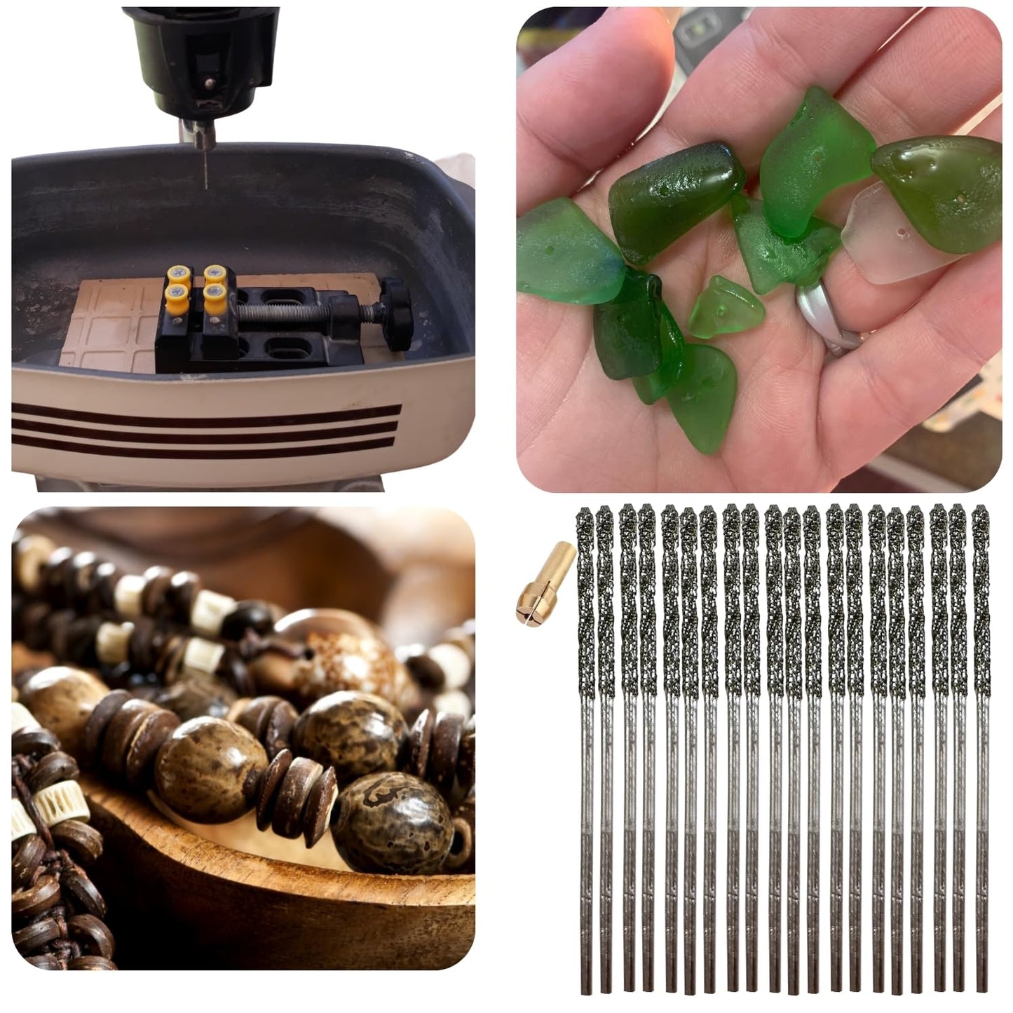 1mm Diamond Bits For Drilling Stone Compatible with Dremel Drill Bit Set Twist Tip Design Jewelry Sea Glass Beach Shell Gemstone 20 Pieces Set drilax-tools