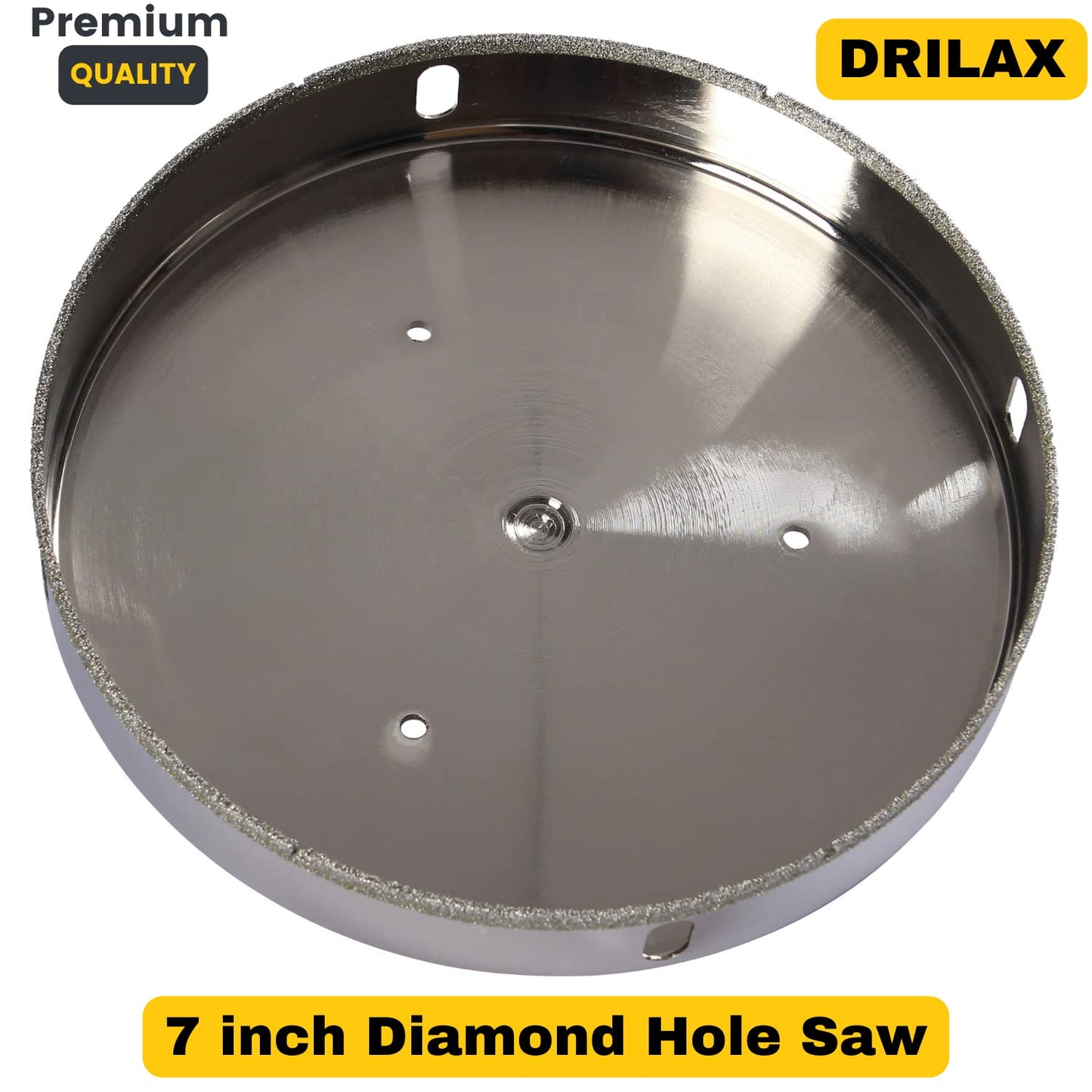 Drilax 7" Diamond Hole Saw for Tile, Glass, Stone | Toilet Cutouts, Large Drains & Vents