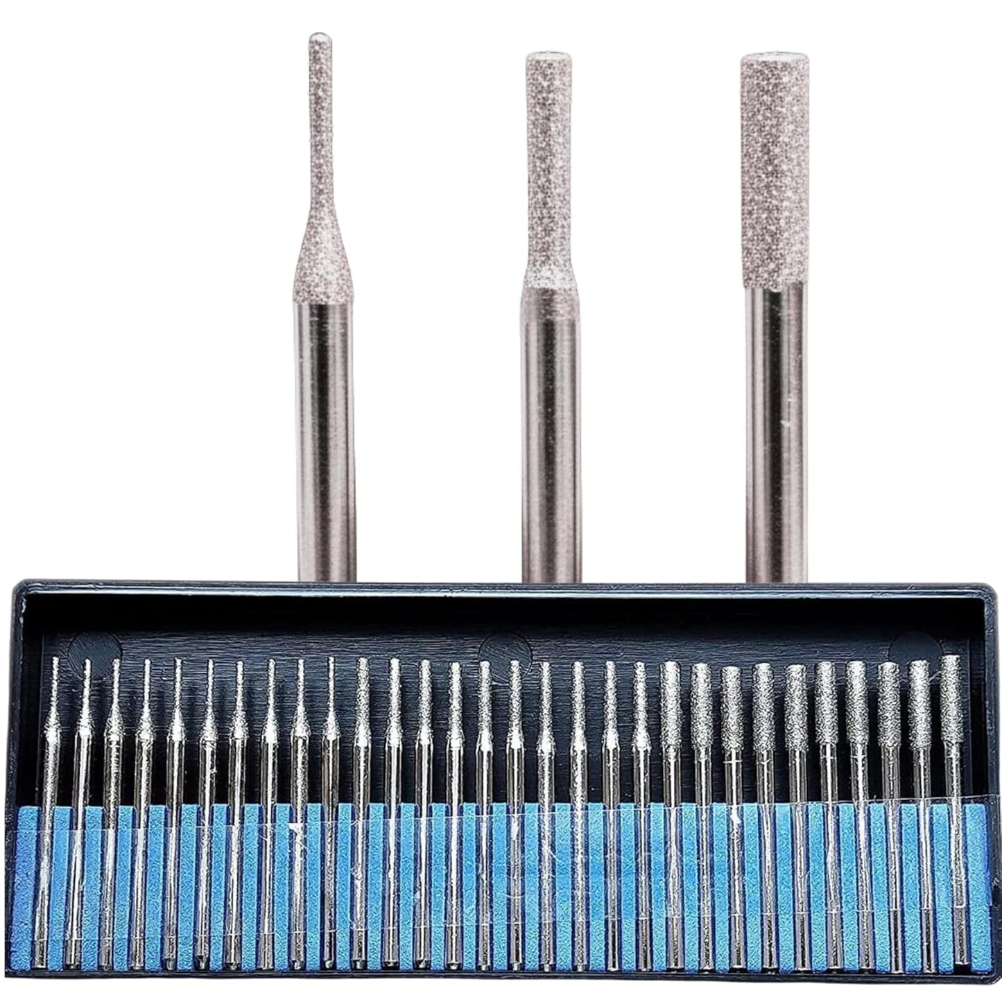 Drilax 30-Piece Diamond Drill Bits – 1mm 2mm 3mm for Sea Glass, Shells, Gemstones & Jewelry Dremel-Compatible