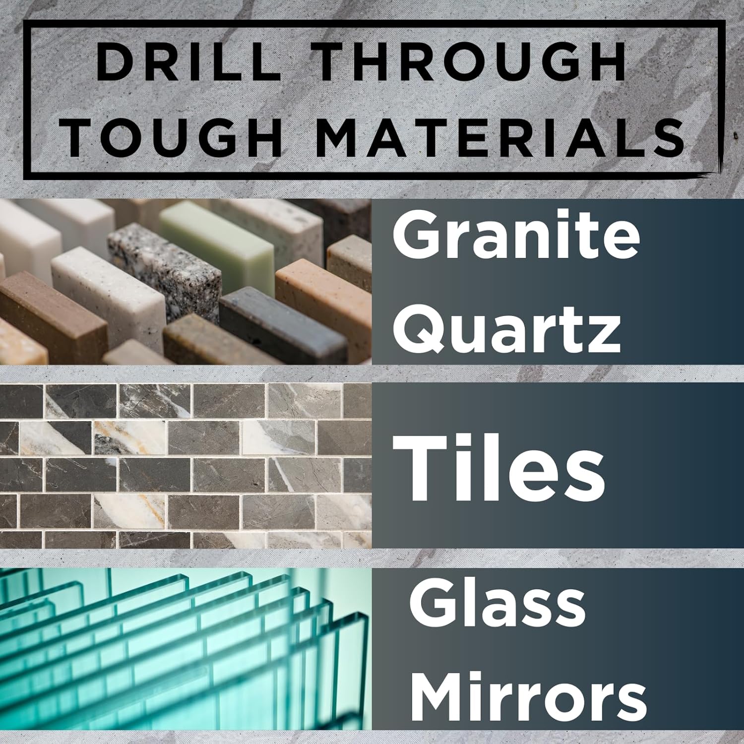 Drilax 5 Pcs Diamond Drill Bit Set 3/4", 1", 1-3/16", 1-3/8", 1-5/8" Wet Cutting Tiles, Glass, Fish Tanks, Marble, Granite, Ceramic, Porcelain, Bottle drilax-tools