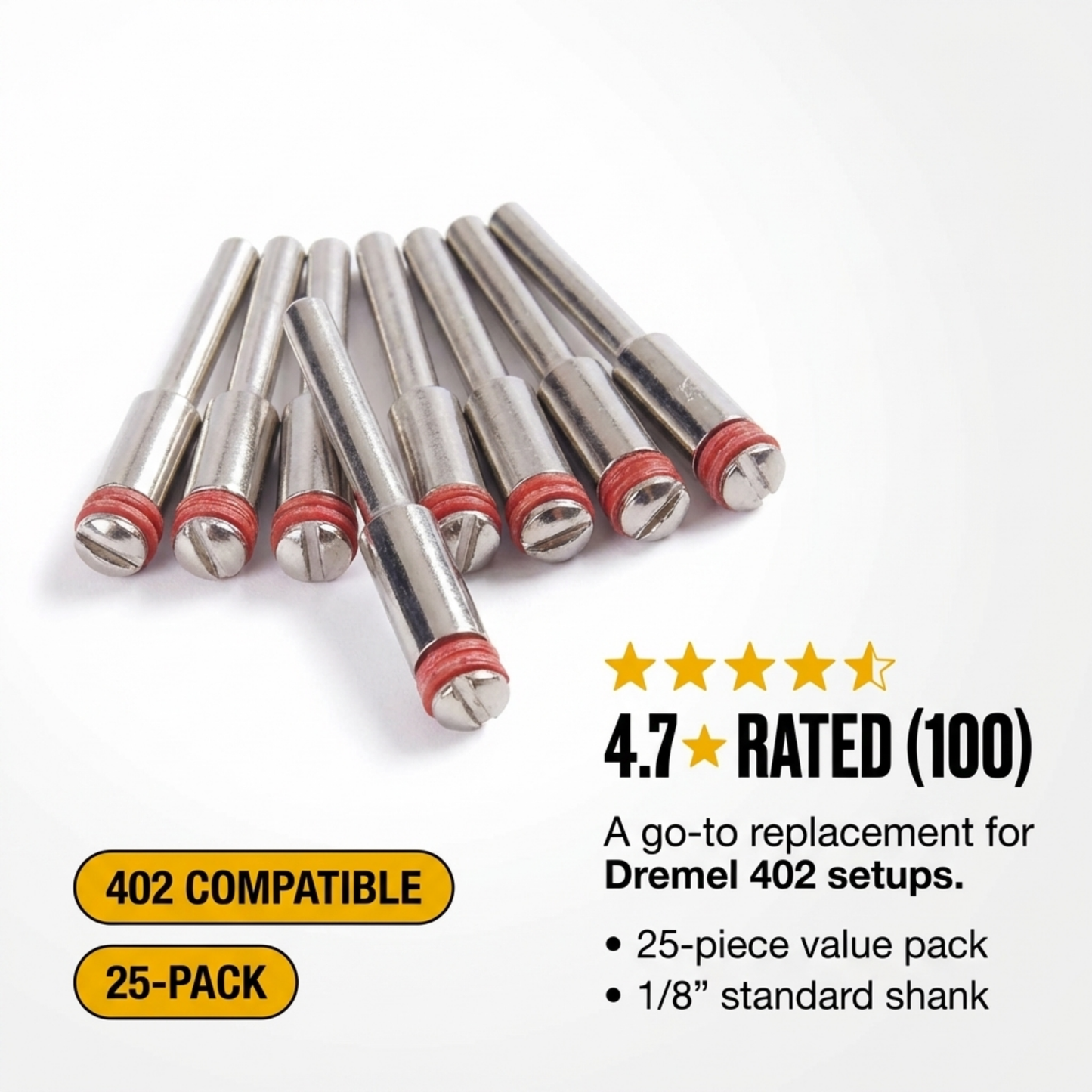 Drilax 25-Piece Rotary Tool Mandrels 1/8" Shank | Compatible with Dremel 402
