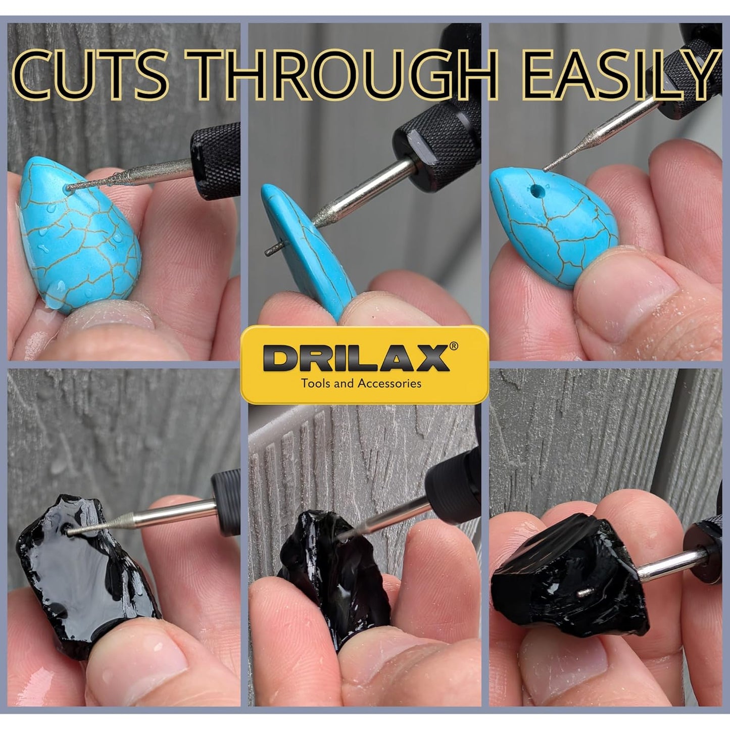 DRILAX Small Diamond Drill Bits 1mm to 3mm compatible with Dremel Diamond Bits for Stone with easy cutting demonstration