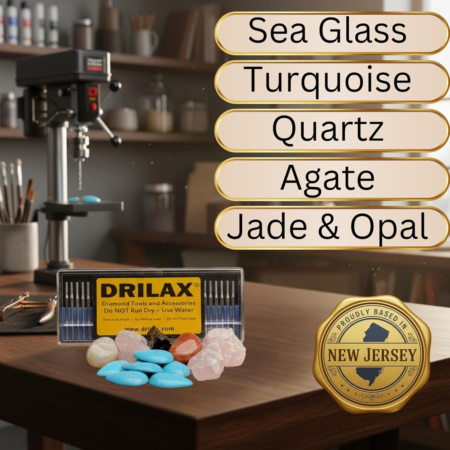 DRILAX Small Diamond Drill Bits 1mm to 3mm compatible with Dremel Diamond Bits for Stone, ideal for various stones.