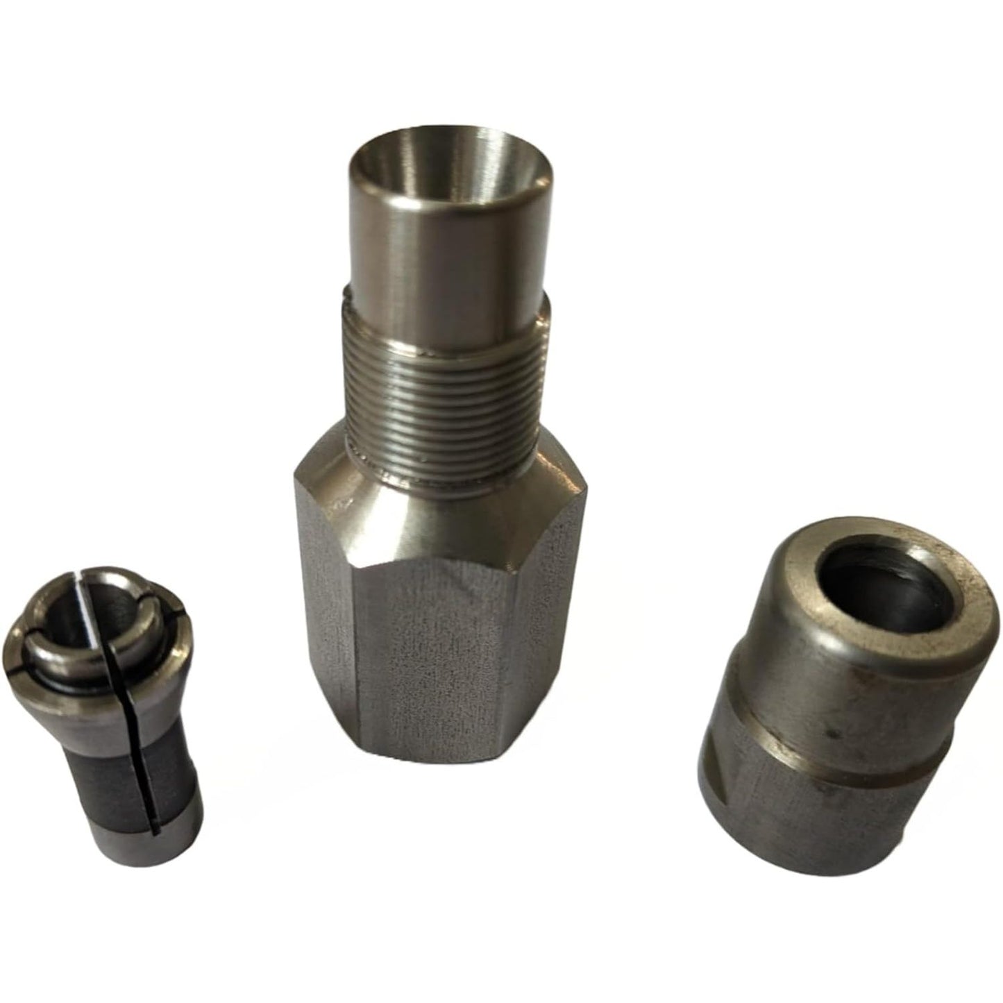 DRILAX flapper adapter kit with stainless steel collet and threaded hex sleeve
