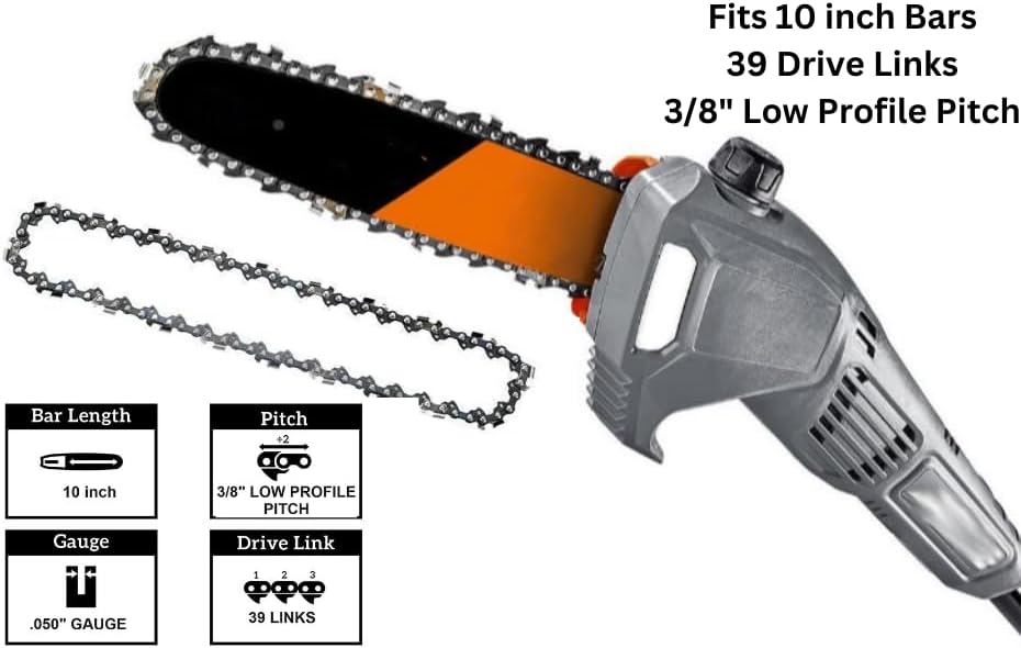 Drilax remington pole saw chain for 10 inch bars 39 drive links three eighths inch low profile pitch