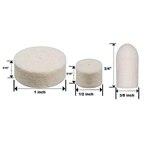 DRILAX 88 Pcs Wool Felt Polishing Buffing Waxing Pad Head Wheel Set Conical Point and Mandrel Kit Fit Dremel Wen Rotary Tools