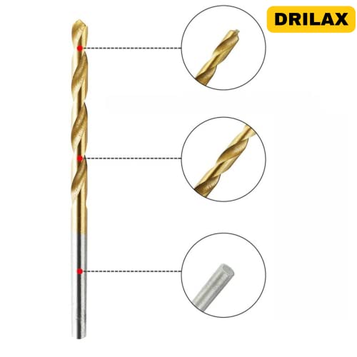 50 pcs 1mm 1.5mm 2mm 2.5mm 3mm Titanium Coated HSS High Speed Steel Drill Bit Tool Set for Drilling Holes in Leather, Metal, Wood, Plastic, Soft Materials, Aluminum, Amber, Models