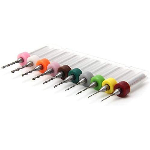 Micro Mini 10 pcs 0.6mm 0.7mm 0.8mm 0.9mm 1.0mm 1.1mm 1.2mm 1.3mm 1.4mm 1.5mm Tungsten Carbide Bits 1/8 inch Shank Compatible with Dremel Precision Drill Bit Set