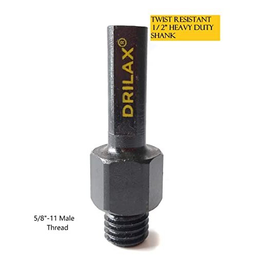 Heavy Duty Core Drill for Threaded Diamond Hole Saw 5/8 inch - 11 to 1/2" Shank Sanding Attachment Arbor Shaft Adapter
