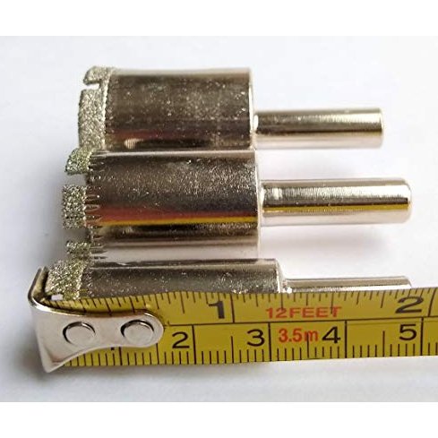 Drilax Diamond Drill Bit Set 1/2 0.5 3/4 0.75 1 inch Tile Saw Kit Ceramic Porcelain Glass Bottle Flower Pot Drain Hole 3 Pieces Pack