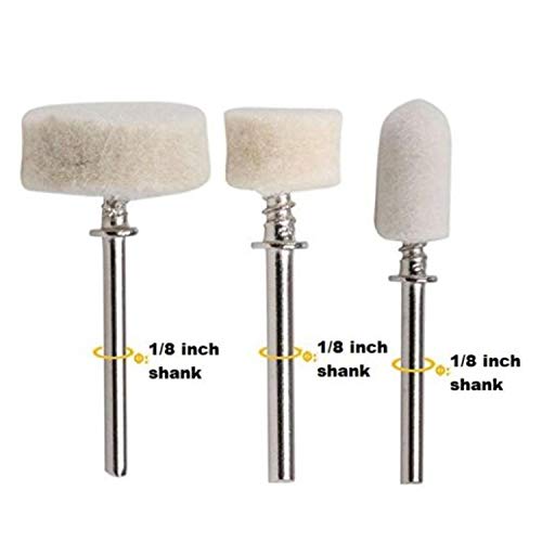 DRILAX 88 Pcs Wool Felt Polishing Buffing Waxing Pad Head Wheel Set Conical Point and Mandrel Kit Fit Dremel Wen Rotary Tools