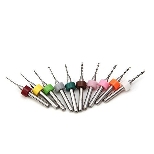 Micro Mini 10 pcs 0.6mm 0.7mm 0.8mm 0.9mm 1.0mm 1.1mm 1.2mm 1.3mm 1.4mm 1.5mm Tungsten Carbide Bits 1/8 inch Shank Compatible with Dremel Precision Drill Bit Set
