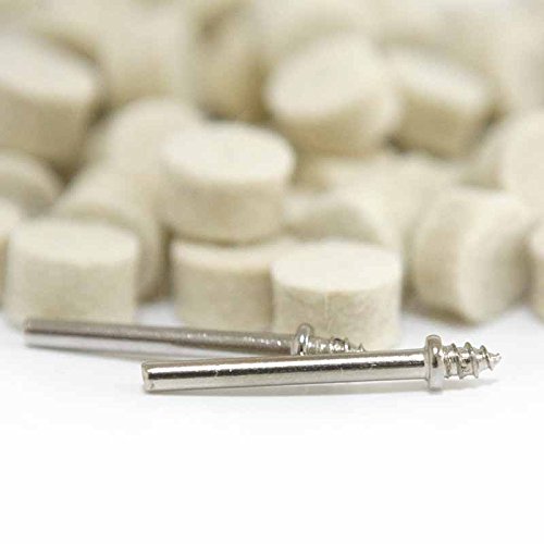 Drilax 100 Pcs 1/2 x 3/8 inch Wool Felt Pad Included 2 Screw Mandrels 401 Compatible Dremel 414 Polishing Wheel Buffing Rotary Tools Attachment