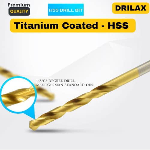 50 pcs 1mm 1.5mm 2mm 2.5mm 3mm Titanium Coated HSS High Speed Steel Drill Bit Tool Set for Drilling Holes in Leather, Metal, Wood, Plastic, Soft Materials, Aluminum, Amber, Models