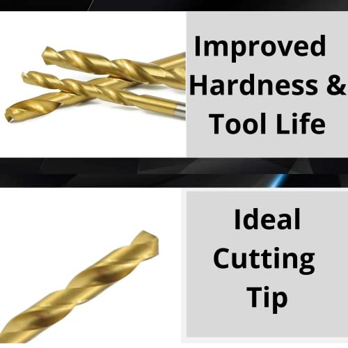 50 pcs 1mm 1.5mm 2mm 2.5mm 3mm Titanium Coated HSS High Speed Steel Drill Bit Tool Set for Drilling Holes in Leather, Metal, Wood, Plastic, Soft Materials, Aluminum, Amber, Models