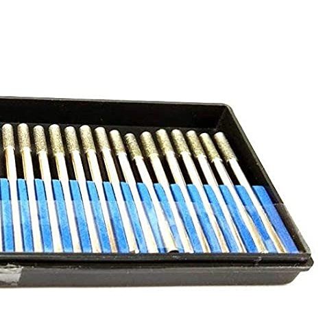 3mm Diamond Drill Bit Jewelry Beach Sea Glass Shells Gemstones 1/8 inch Tip Bur Shank Dremel Compatible Burr Lapidary 30 Pieces Case Set