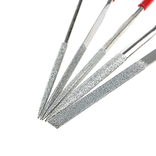 Drilax Diamond Coated Needle File Set 10 Pieces 5-1/2″ Long Sharpening Tool Kit Various Shapes