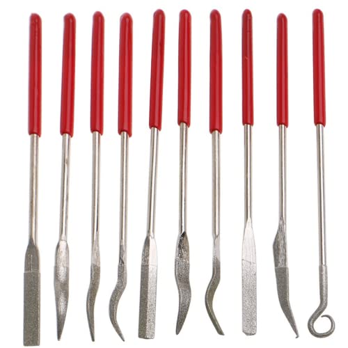 Diamond Coated Curved Needle Riffler File Set 10 Pieces Watch Jewelry Harmonica Glass Work Assorted Mini Metal Jewelers Wood Carving Craft Handy Files Alloy Lapidary Bent Ceramic Tools