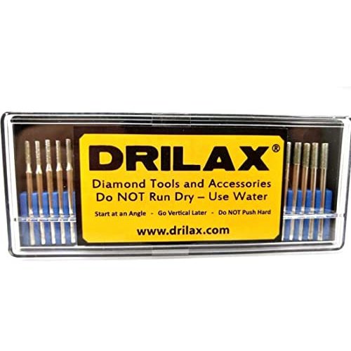 Drilax 30 pcs Set 2mm and 3mm Mix Diamond Drill Bit Cylindrical Bur Kit Jewelry Beach Sea Glass Shells Gemstones Lapidary Shank 1/8 inch