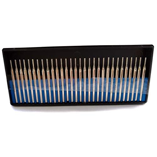 Drilax 30 Pcs Premium 1mm Diamond Drill Bit Burr Set 1/24" Jewelry Necklace Earrings Pendants Bracelets w/Sea Shells Beach Glass Rocks Ceramic Porcelain Gemstones Coated Burrs Case