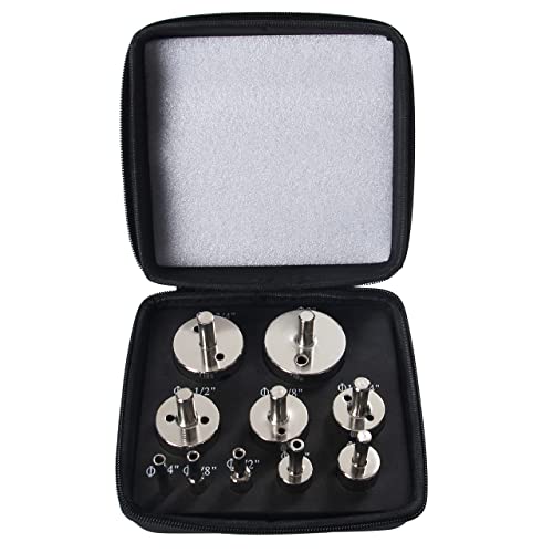 Drill Bit Diamond Hole Saw Set 10 Pieces 1/2 0.5 Inch , 1, 1/4, 3/8, 1/2, 1 3/4, 2 inches Kitchen Bath Faucet Drilling Ceramic Porcelain Tiles Glass Granite Quartz