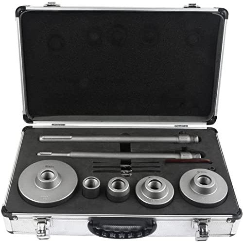 Concrete Hole Saw Set 9 Pcs SDS Plus SDS Max Shank for Concrete Brick Wall Cinder Block Pavement Stone 1-3/16 1-5/8 inch 2-1/2 inch 3-1/8 inch 4 inch Pilot Drill Bits drilax-tools