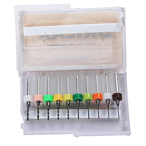 Micro Mini 10 pcs 0.6mm 0.7mm 0.8mm 0.9mm 1.0mm 1.1mm 1.2mm 1.3mm 1.4mm 1.5mm Tungsten Carbide Bits 1/8 inch Shank Compatible with Dremel Precision Drill Bit Set