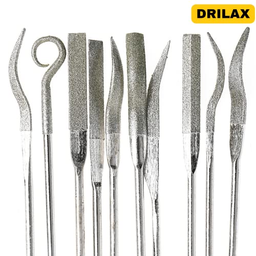 Diamond Coated Curved Needle Riffler File Set 10 Pieces Watch Jewelry Harmonica Glass Work Assorted Mini Metal Jewelers Wood Carving Craft Handy Files Alloy Lapidary Bent Ceramic Tools