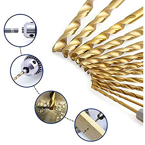 Hex Drill Bit Set 13Pcs Quick Change Shank Premium HSS Titanium Wood Steel Metal Plastic Improved Design 1/16” to 1/4” Holder Included