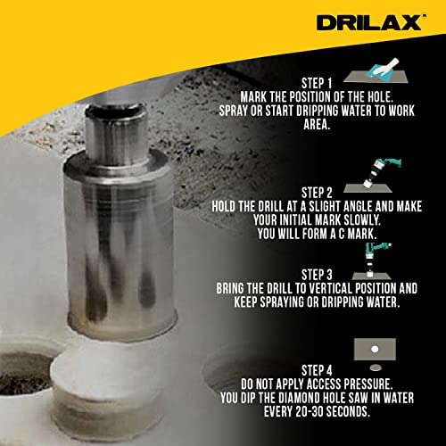Drilax Diamond Hole Saw Core Glass, Marble, Granite, Ceramic Porcelain Tiles DIY Drill Bit Size: 1-3/8 inch