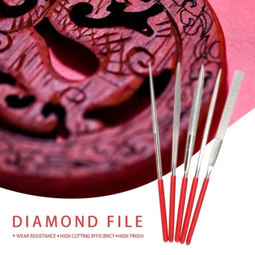 DRILAX Diamond Coated Needle File Set 5 Pcs 5-1/2″ Long Sharpening Tool Kit Various Shapes