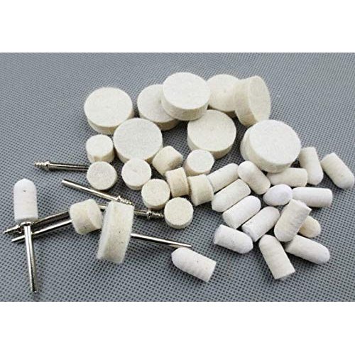 DRILAX 88 Pcs Wool Felt Polishing Buffing Waxing Pad Head Wheel Set Conical Point and Mandrel Kit Fit Dremel Wen Rotary Tools