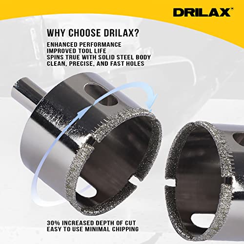 Drilax 5/8 Inch Diamond Hole Saw Drill Bit Tiles, Glass, Fish Tanks, Marble, Granite Countertop, Ceramic, Porcelain, Coated Core Bits Holesaw DIY Kitchen, Bathroom, Shower, Faucet Installation Size 1 5/8" Inches
