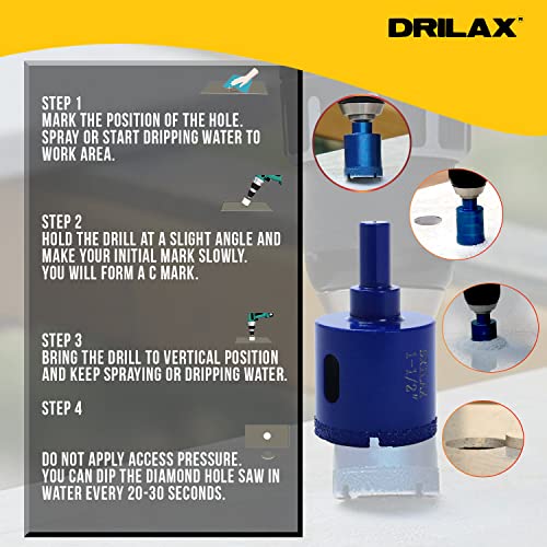1-1/2 Inch Diamond Hole Saw Drill Bit Cobalt Series Vacuum Brazed