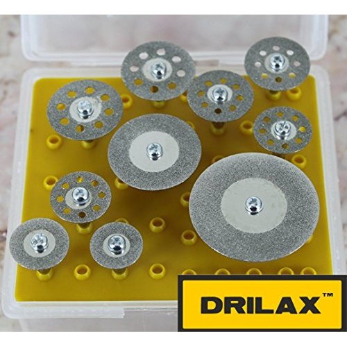 10 Pieces Diamond Coated Saw Cut Off Discs Set Wheel Blades 1/8 inch Shank Compatible with Dremel Rotary Tools