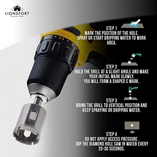 1 Inch Diamond Drill Bit Saw Ceramic Porcelain Glass Quartz Granite Countertop Bottle Tile Hole Cutter