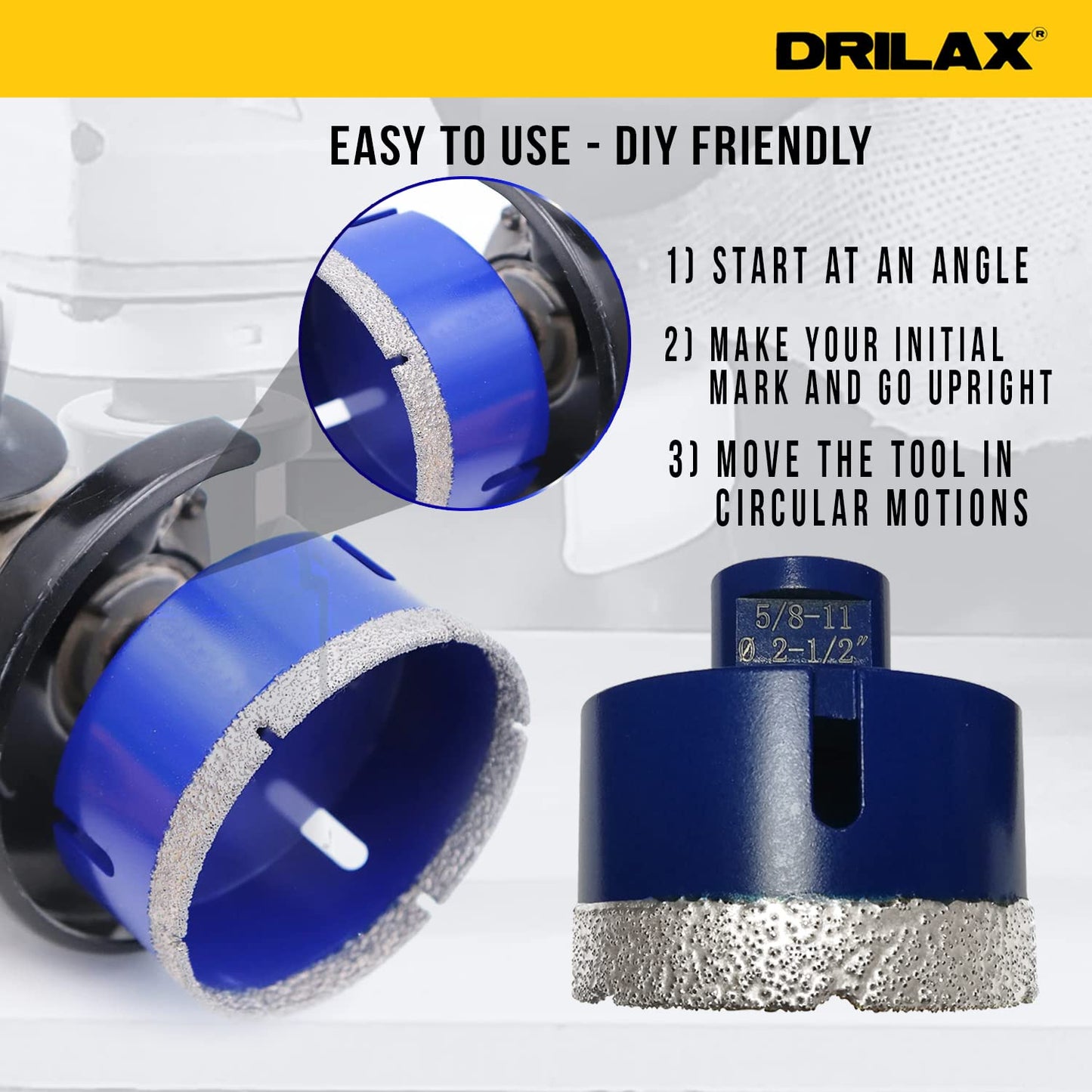 2-1/2 Inch Diamond Hole Saw Core Drill Bit | Concrete, Granite & Tile