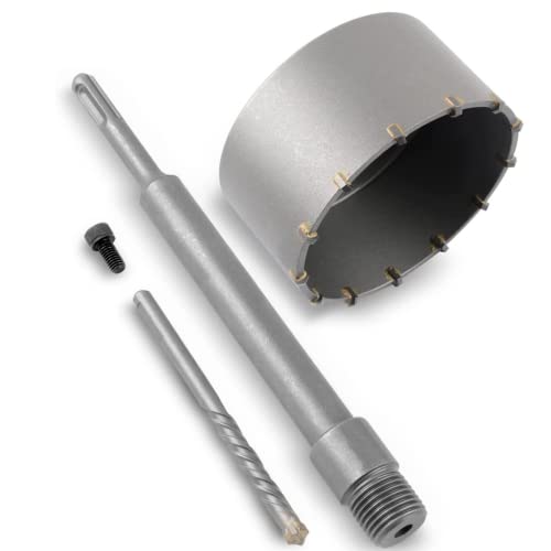 DRILAX 4 1/2" Concrete Hole Saw kit with diamond teeth, SDS plus arbor, pilot bit and screw