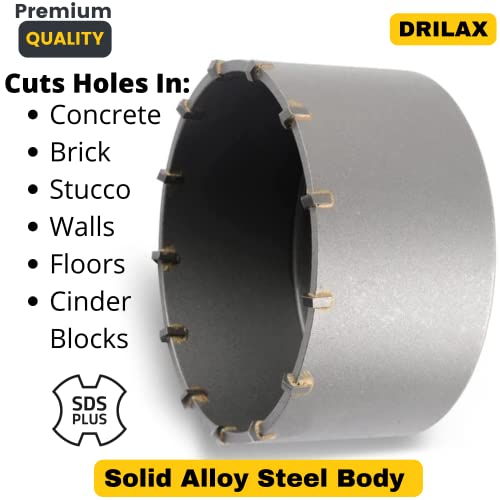 DRILAX 4 1/2" Concrete Hole Saw solid alloy steel body with carbide teeth for cutting concrete brick and cinder blocks