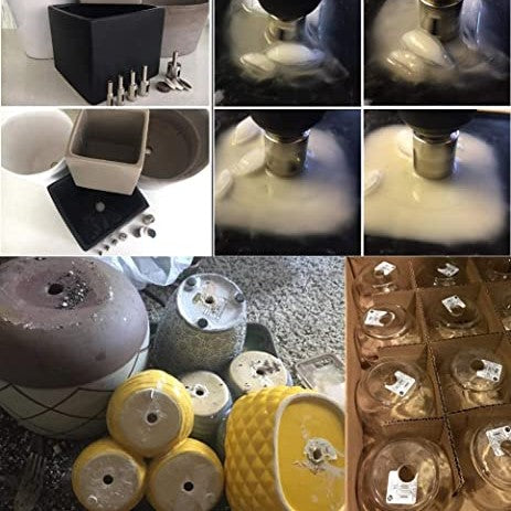 DRILAX diamond drill bit set for glass and tile in use on ceramic pots and vases