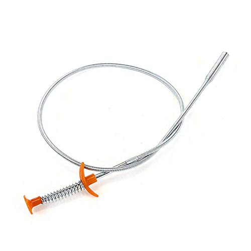 DRILAX flexible grabber drain cleaning tool with long steel cable and orange spring trigger handle